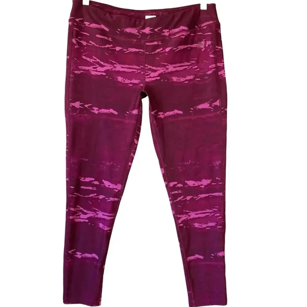 The North Face Activewear Cropped Yoga Gym Leggings Pants Tie Dye Size XL Purple